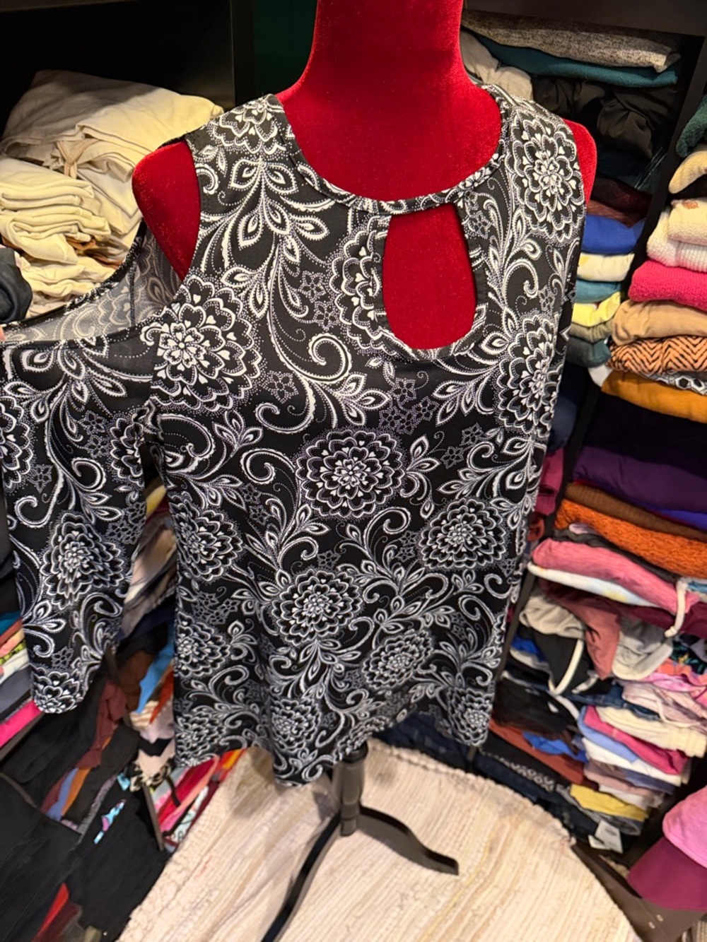 #448. 🪷 Slinky Brand Black & White Paisley Top large